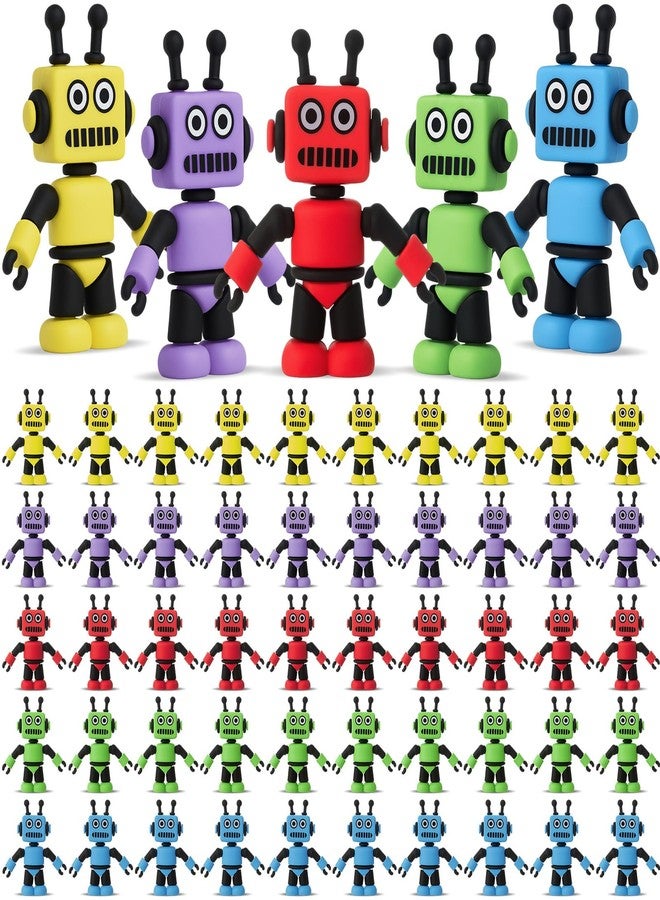 Vertintong 50 Pcs Colorful Mini Robot Figure Toy Tiny Robot Figurine Statue for Kid for Bot Party Favor Christmas Stockings Filler Gift Cake Toppers Miniature Fairy Garden Decor to Hide and Seek - Image 1